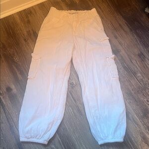 Abercrombie white cargo linen Pants size 7/8